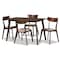 Baxton Studio Nori Light Beige Upholstered and Walnut Wood 5-Piece Dining Set 168-10813-10807 - alternate 1